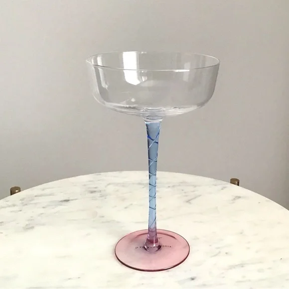 Anthropologie Coupe Glasses Handpainted Handblown Set Of Four New In Box NWT - Picture 6 of 9